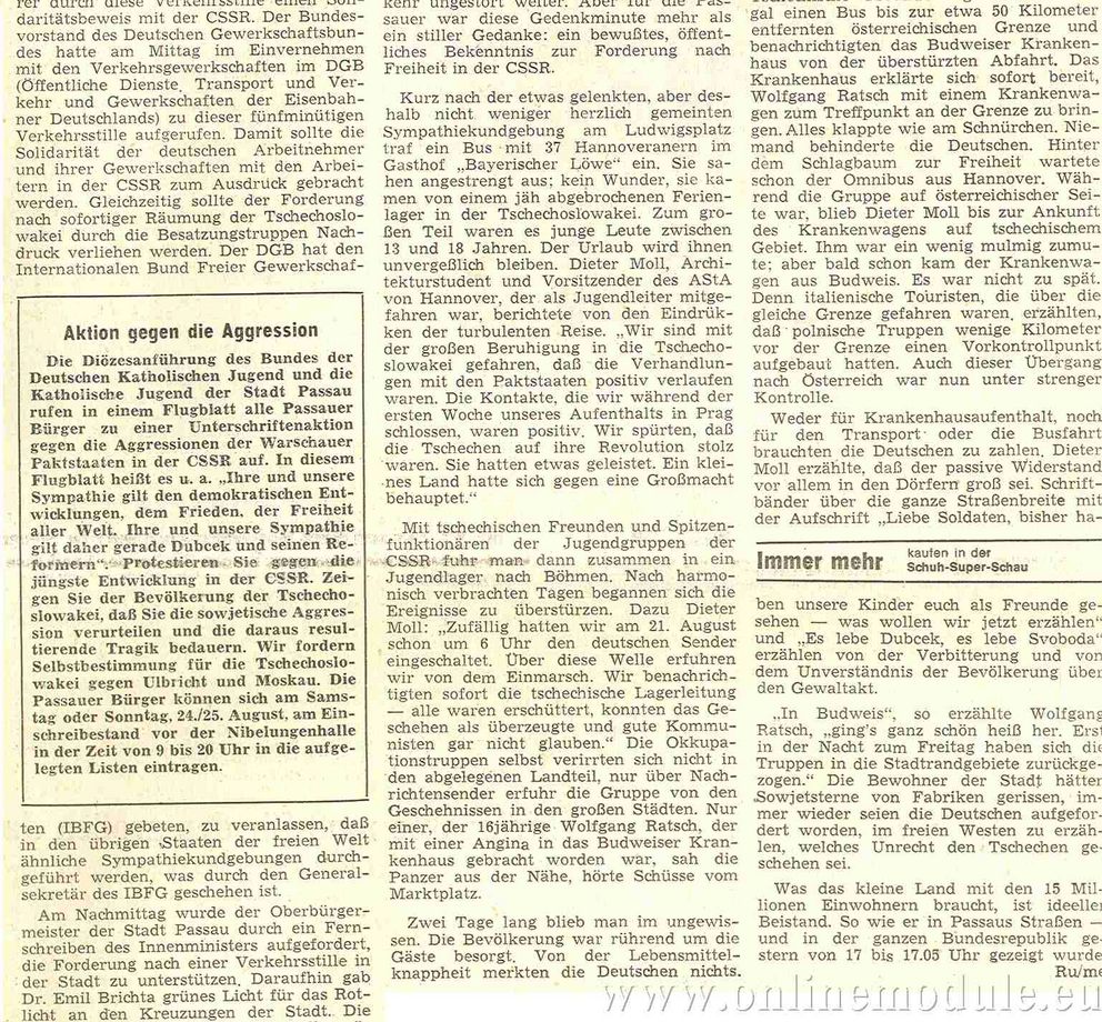 Fortsetzung Quelle: Passauer Neue Presse, 24.08.1968.