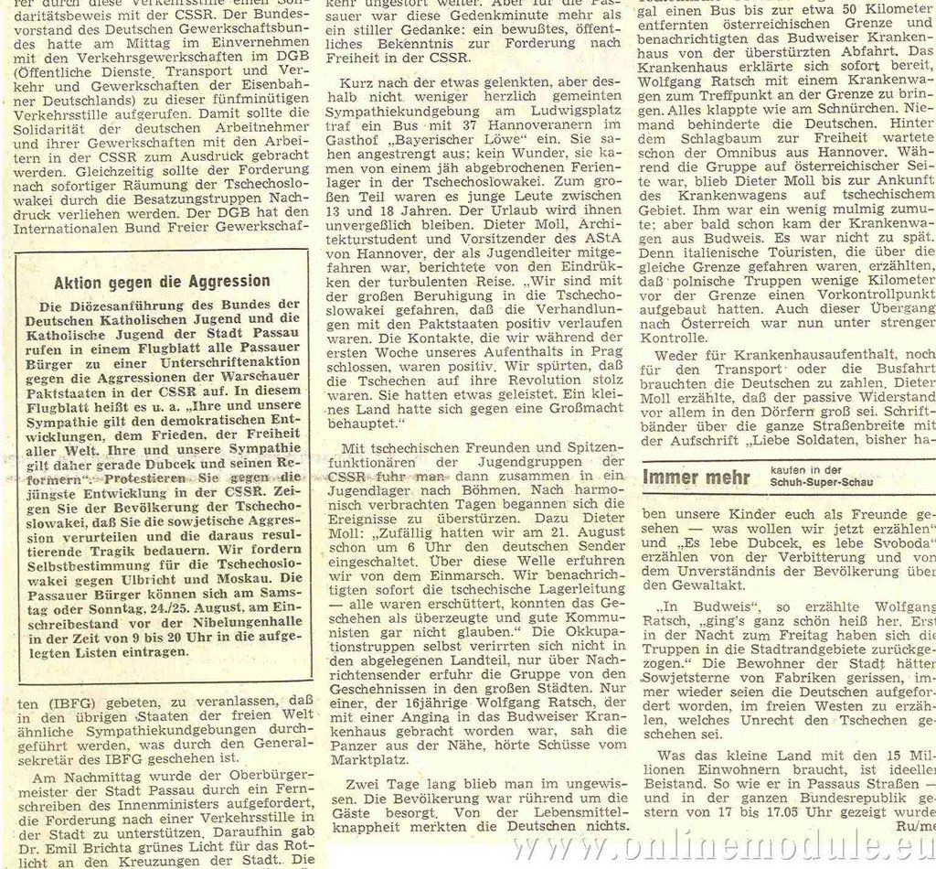 Pokracov&aacute;n&iacute; Zdroj: Passauer Neue Presse, 24.08.1968.